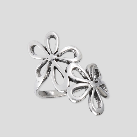 925 Sterling Silver Double Flower Ring! Available in Sizes 7 and 9. NEW! - Picture 5 of 5